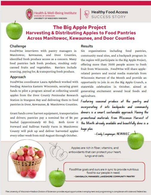 Apples grown at the Peninsular Research Center donated to food pantries.