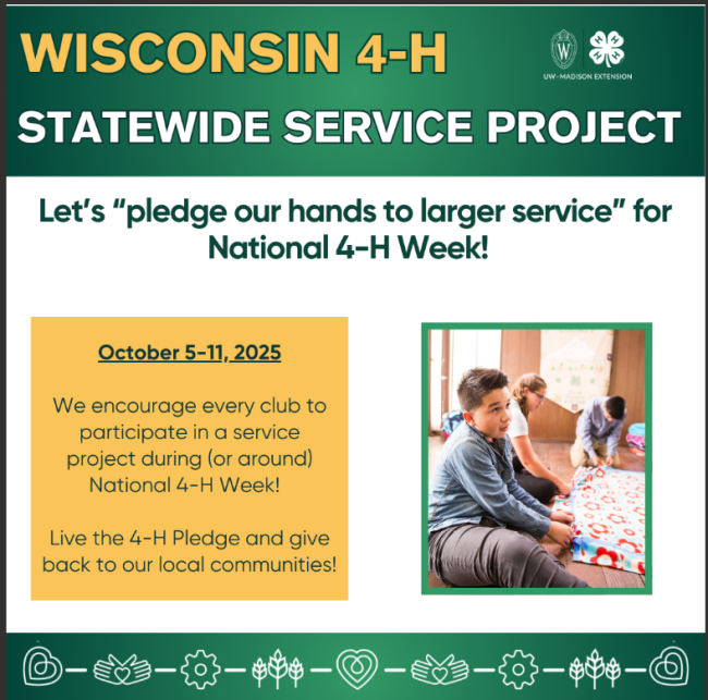 4-H statewide service project October 5 - 11