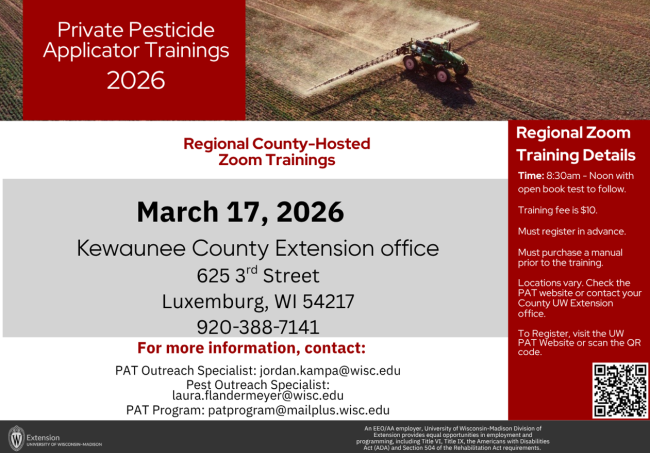 Kewaunee Co Class March 17th call 920-388-7141 for information