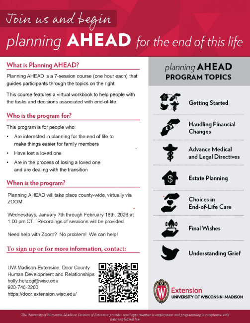 Planning Ahead flyer with QR code
Wednesdays 01/07/26 through 02/18/26