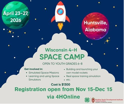 Space camp flyer. Huntsville, AL, April 23-27, 2026